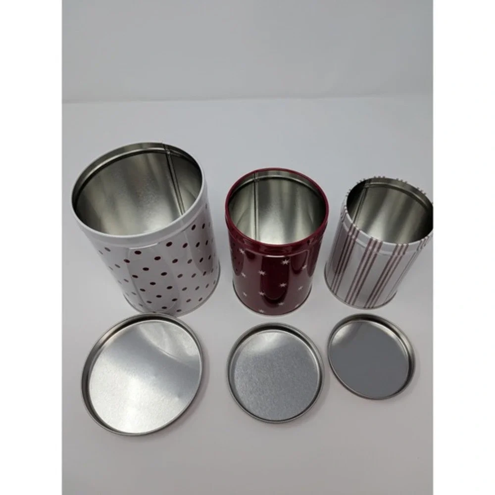 IKEA Nesting Storage Canister Set Red White Snowflake Stripes Polka Dot Holiday